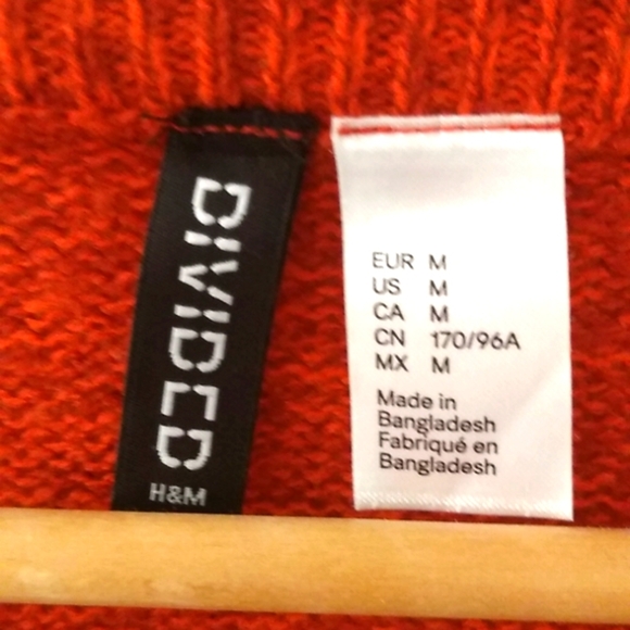 H&M Fall Pumpkin Orange Rustic Fall Sweater Size M - Picture 4 of 7